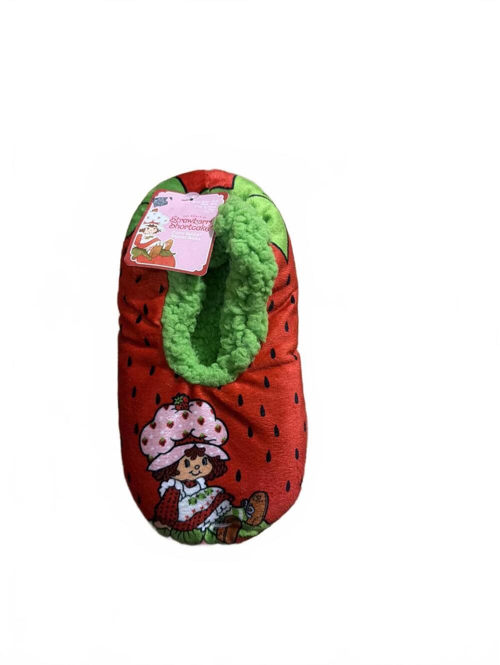 Strawberry Shortcake Kids Slippers with Green Fleece Lining